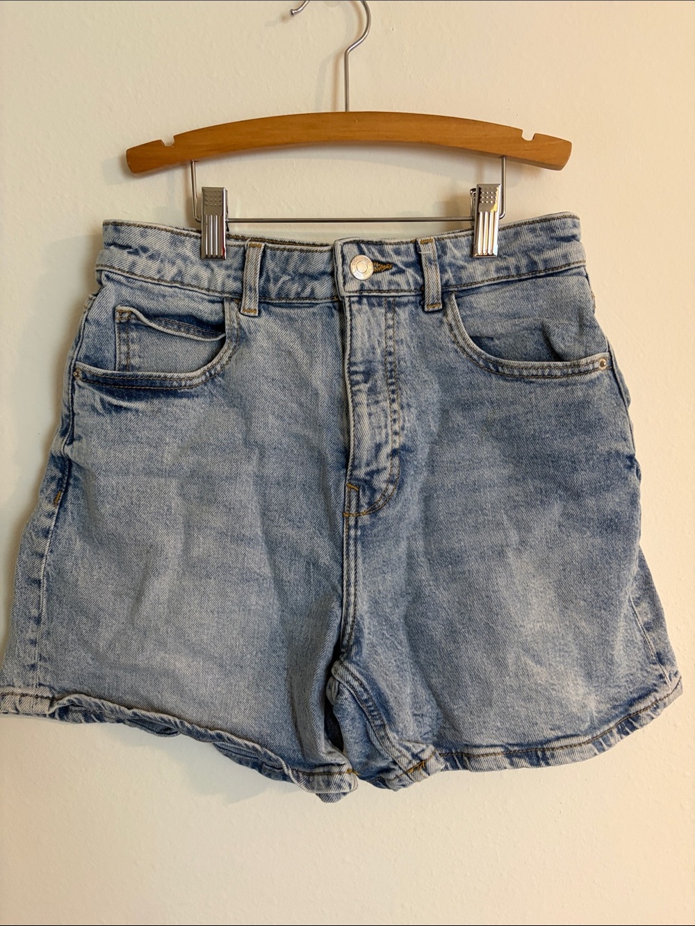 Zara Light Blue High-Waist Denim Shorts